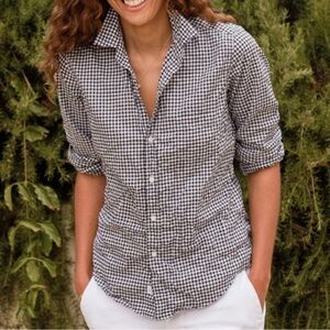 Frank & Eileen Black and White Long Sleeve Crinkled Style Button Down Shirt